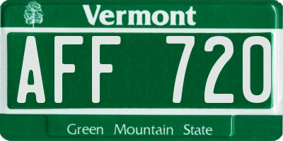 VT license plate AFF720