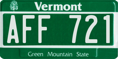VT license plate AFF721