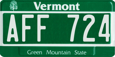 VT license plate AFF724