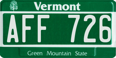 VT license plate AFF726