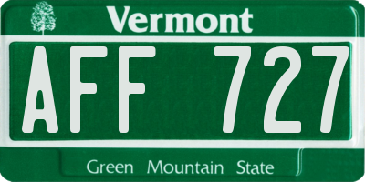 VT license plate AFF727