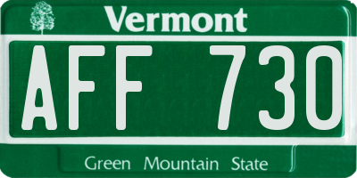 VT license plate AFF730
