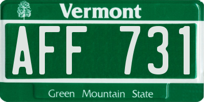 VT license plate AFF731
