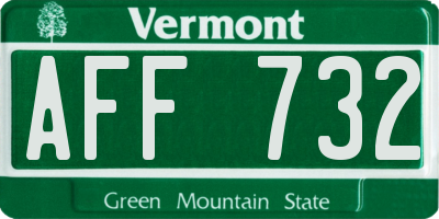 VT license plate AFF732