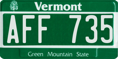 VT license plate AFF735