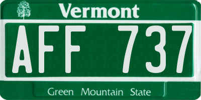 VT license plate AFF737