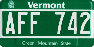 VT license plate AFF742