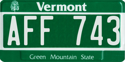 VT license plate AFF743