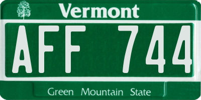 VT license plate AFF744