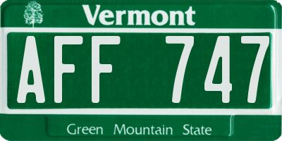 VT license plate AFF747