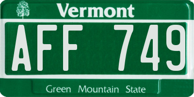 VT license plate AFF749