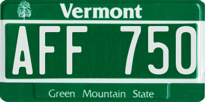 VT license plate AFF750