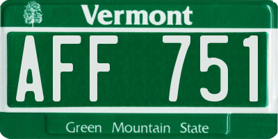 VT license plate AFF751