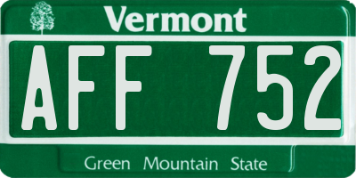 VT license plate AFF752