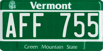 VT license plate AFF755