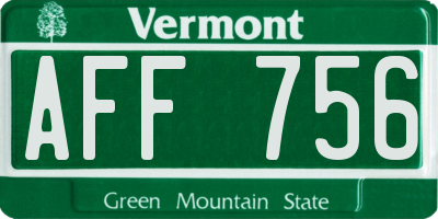 VT license plate AFF756