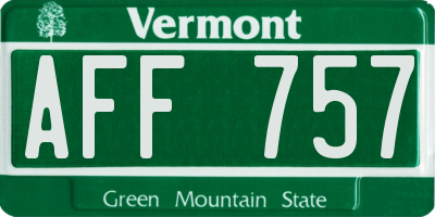 VT license plate AFF757