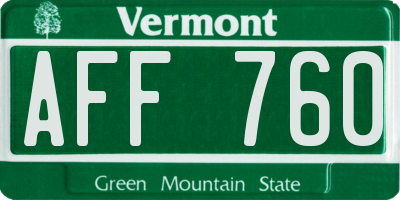 VT license plate AFF760