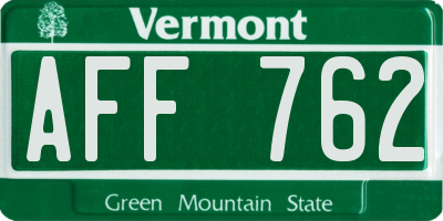 VT license plate AFF762