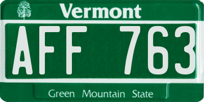 VT license plate AFF763