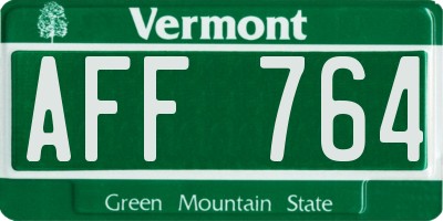 VT license plate AFF764