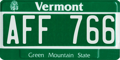 VT license plate AFF766