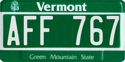 VT license plate AFF767