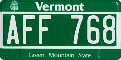 VT license plate AFF768