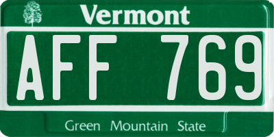VT license plate AFF769