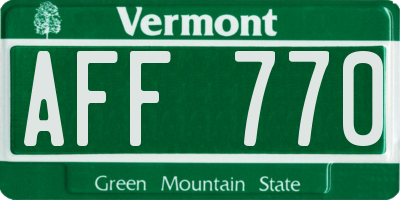 VT license plate AFF770