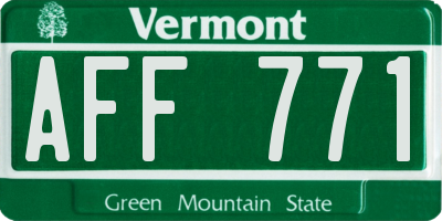 VT license plate AFF771