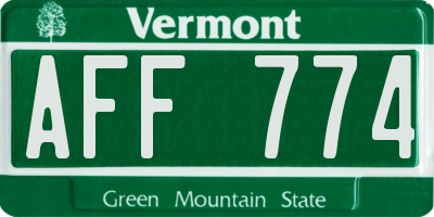 VT license plate AFF774