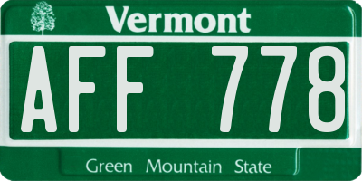 VT license plate AFF778