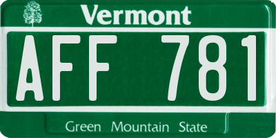 VT license plate AFF781