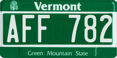 VT license plate AFF782