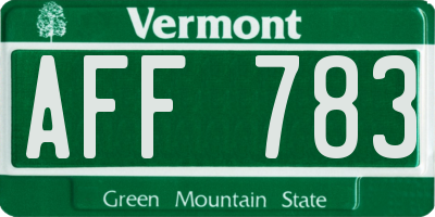 VT license plate AFF783