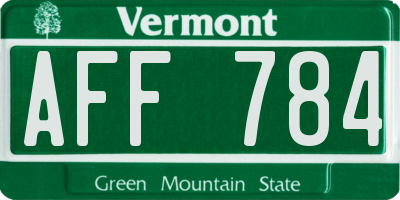 VT license plate AFF784