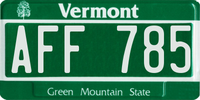 VT license plate AFF785