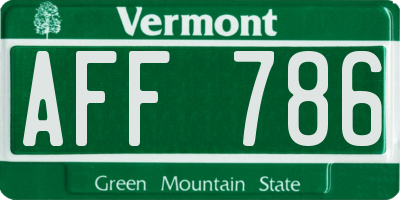 VT license plate AFF786