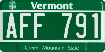 VT license plate AFF791