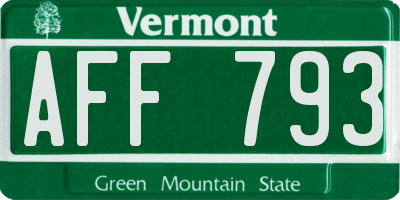VT license plate AFF793