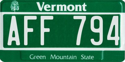VT license plate AFF794