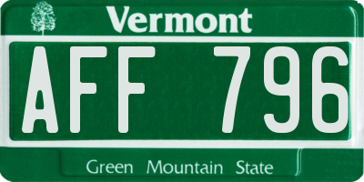 VT license plate AFF796