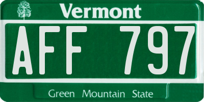 VT license plate AFF797