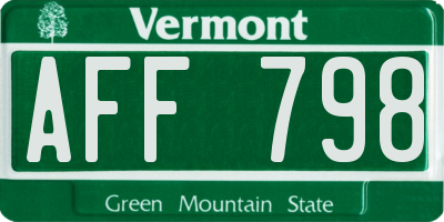 VT license plate AFF798