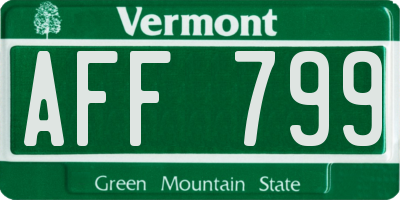 VT license plate AFF799