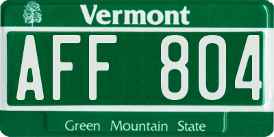 VT license plate AFF804