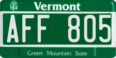 VT license plate AFF805