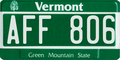VT license plate AFF806