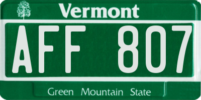 VT license plate AFF807